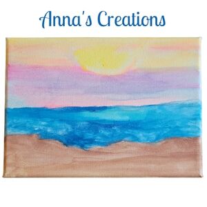 Anna's Creations Pastel Perfect Days Acrylic Canvas Painted Sunset OverThe Water